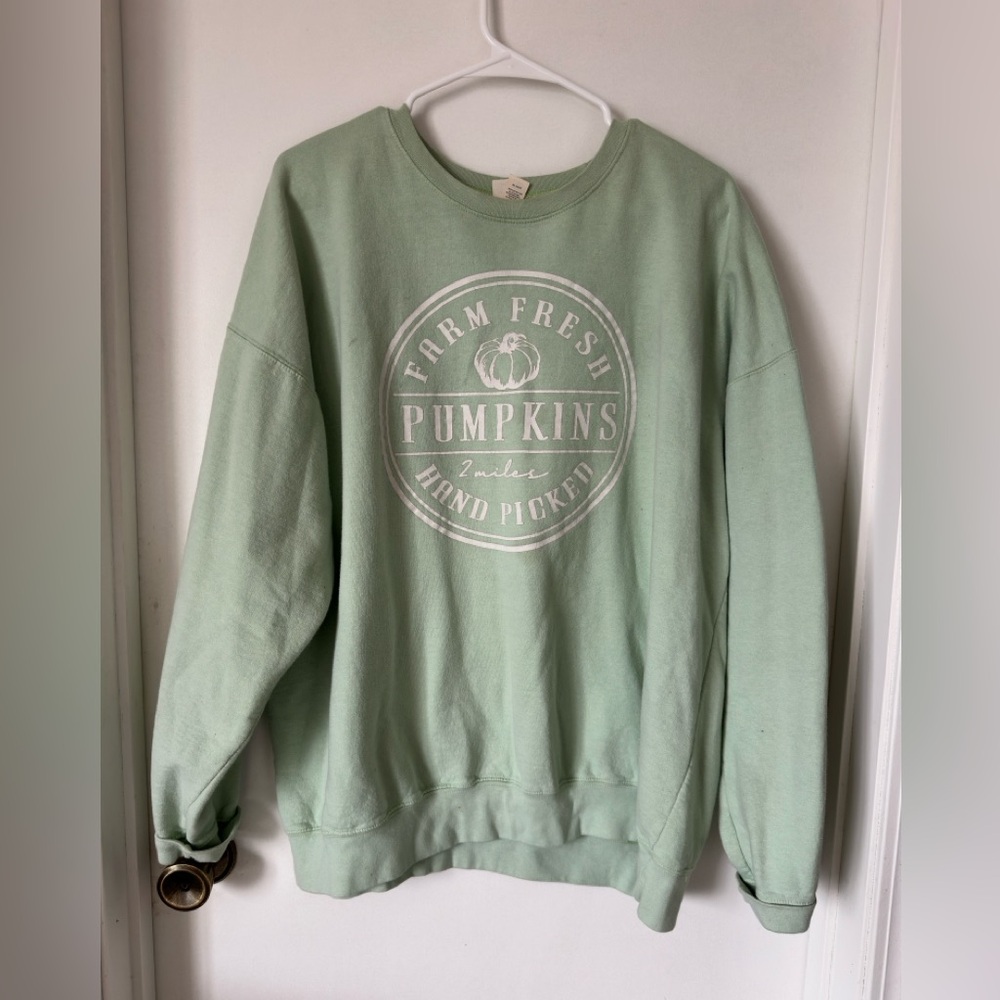 Women’s pumpkin crew neck, teal